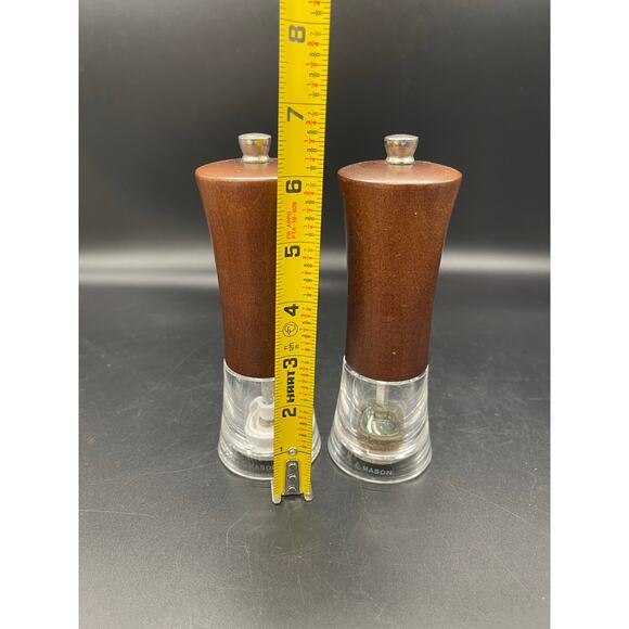 Cole & Mason Wood & Glass Salt & Pepper Shakers England - Picture 6 of 6